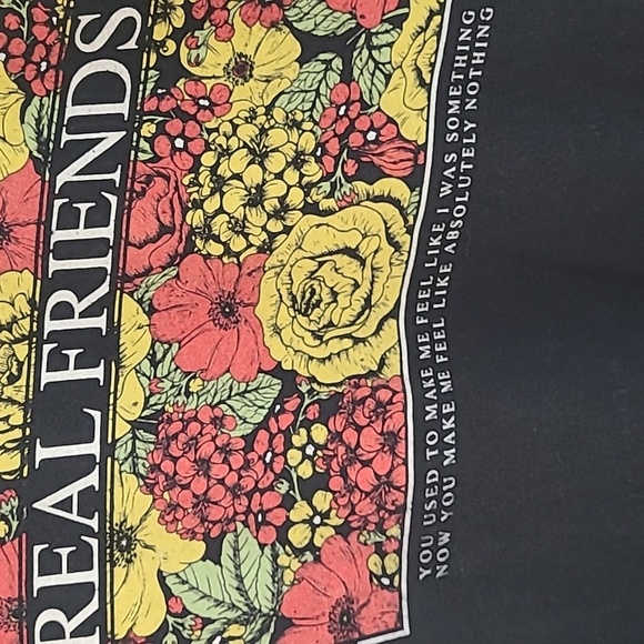 T-shirt short sleeve black 100% Cotton Floral Cynical graphic prnt Boho Hipster - Picture 1 of 5